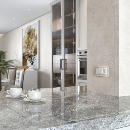 Favorit Рамка на 2 поста (молочный, стекло) Werkel