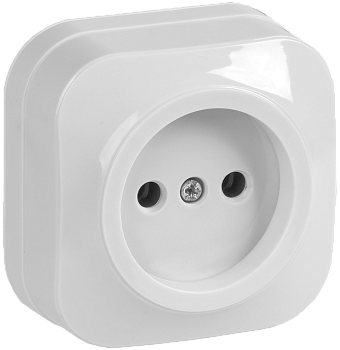 Розетка одноместная ОУ РС20-2-ХБ без з/з 10А GLORY белый IEK