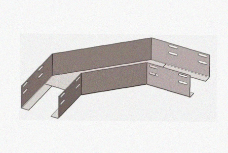 Лоток угловой лестничный КГ-НЛ 10х10-90 (Rп600) УХЛ1 поворот на 90, радиус поворота трассы 600 мм, горячее цинкование, S1,5