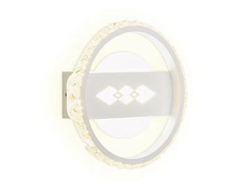 Настенный светодиодный светильник с хрусталем FA221 WH белый LED 6400K+3000K 24W D200*40 Ambrella Light