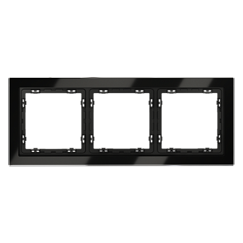Рамка стеклянная Voltum S70 на 3 поста, (черный, стекло)