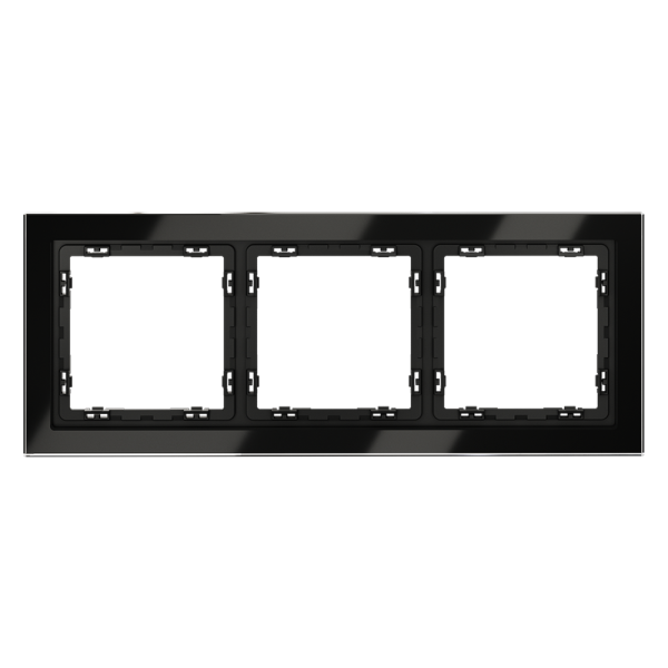 Рамка стеклянная Voltum S70 на 3 поста, (черный, стекло)