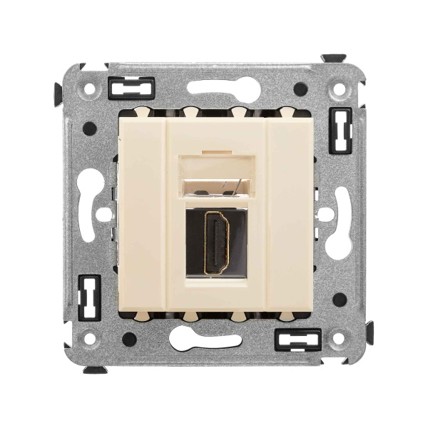 HDMI розетка одинарная в стену, тип А-А, "Avanti", "Ванильная дымка" DKC