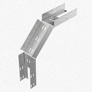 Лоток перфорированный КС 600х65-90 УТ1,5 для поворота трассы вниз на 90, оцинкованный лист S1,5