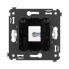 Компьютерная розетка RJ-45 без шторки в стену, кат.6 одинарная, "Avanti", "Черный квадрат" DKC