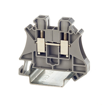 Клемма проходная, винтовой зажим, 2 точки подключения, 6 кв.мм, серая DKC