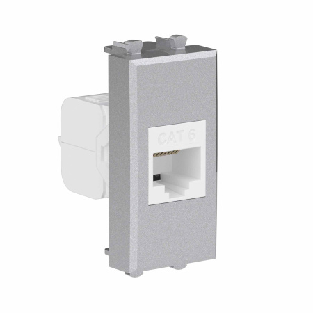 Компьютерная розетка RJ-45 без шторки модульная, кат.6, "Avanti", "Закаленная сталь", 1 модуль DKC