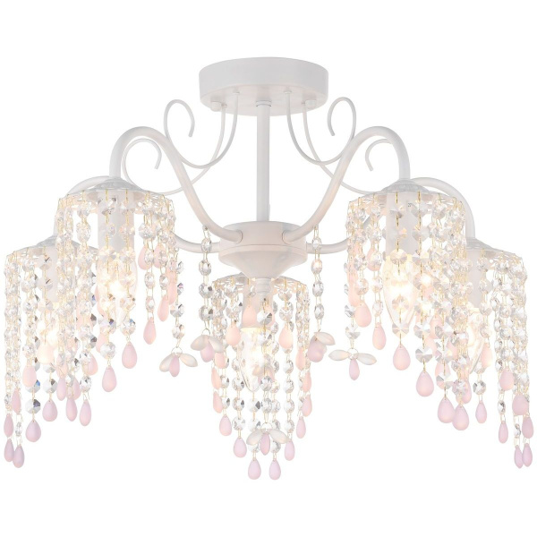 Люстра потолочная Белый/Прозрачный, Розовый E14 5*60Вт 328-007-05 VELANTE