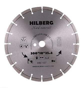 Диск алмазный отрезной 300*25,4*12 Hard Materials Лазер HM107 Hilberg