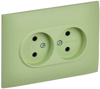 SKANDY Розетка 2-местная без заземления с защитными шторками 10А в сборе SK-R09G мятный IEK