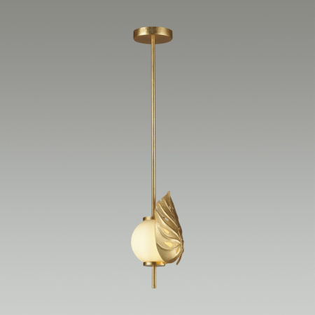 Подвес E14 1*40W JUNGLE золотистый/белый/стекло B ODEON LIGHT