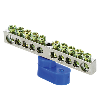 Шина "0" N (6x9мм) 10 отв, цинк синий угловой изолятор PROxima EKF