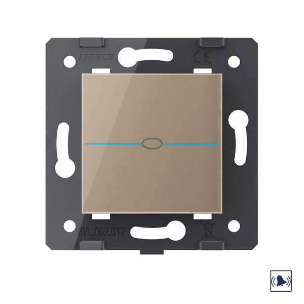 Сенсорная кнопка дверного звонка Quadro, цвет золотой (механизм) Livolo