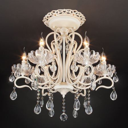Люстра с хрусталем 6*E14 40Вт белый с золотом IP20 Etna (12205/6 белый) Eurosvet