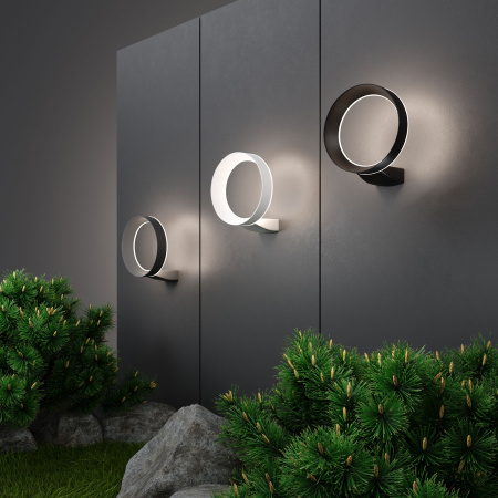 Уличный настенный светодиодный светильник 12Вт 4000К черный IP54 Ring (a054933) Elektrostandard