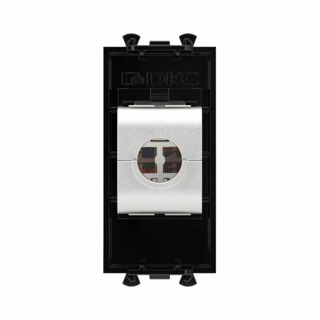 Компьютерная розетка RJ-45 без шторки модульная, кат.6 экранированная, "Avanti", "Черный квадрат", 1 модуль DKC