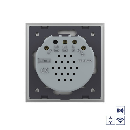 Сенсорный импульсный радиоуправляемый выключатель Quadro сухой контакт 1 клавиша Серый Livolo