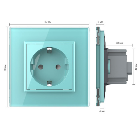 Розетка 1 модуль Зеленая Livolo
