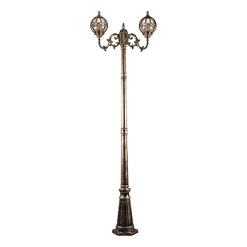 Светильник садово-парковый Feron PL3708 круглый, столб 2*60W 230V E27, черное золото