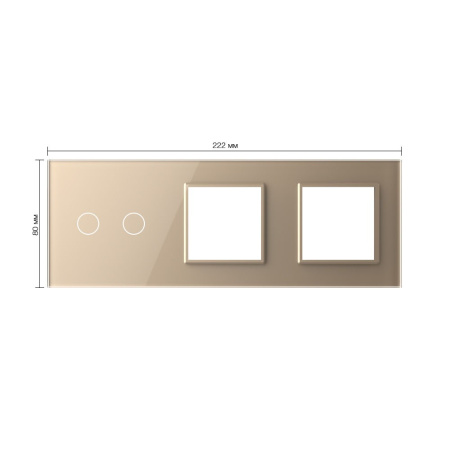 Панель для сенсорного выключателя и двух розеток, 2 клавиши, цвет золотой, стекло Livolo