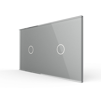Панель для двух одноклавишных выключателей серая Livolo