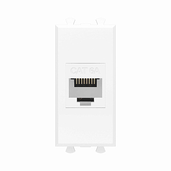 Компьютерная розетка RJ-45 без шторки модульная , кат.6А, "Avanti", "Белое облако", 1 модуль DKC