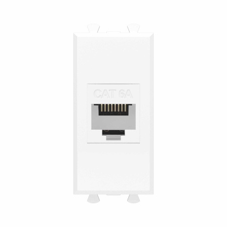 Компьютерная розетка RJ-45 без шторки модульная , кат.6А, "Avanti", "Белое облако", 1 модуль DKC