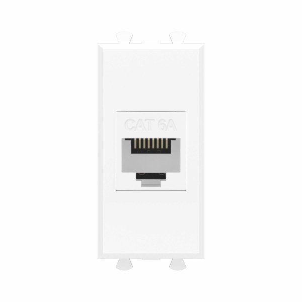 Компьютерная розетка RJ-45 без шторки модульная , кат.6А, "Avanti", "Белое облако", 1 модуль DKC