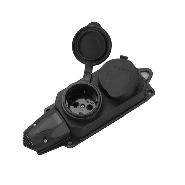 Розеточная колодка GSB-16-2-G-IP44, 16А, 2 места, с заземлением, без выключателя, IP44 General