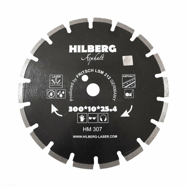 Диск алмазный отрезной 300*25,4*12 Hard Materials Лазер асфальт HM307 Hilberg