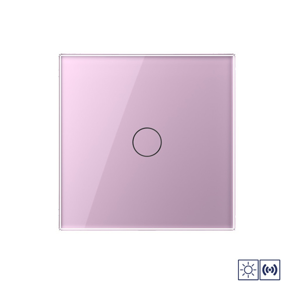 Сенсорный импульсный выключатель сухой контакт 1 клавиша 1 модуль Розовый Livolo