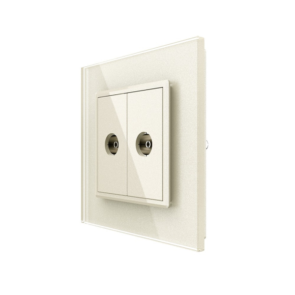 Розетка телевизионная двойная 1 пост, цвет шампань Livolo