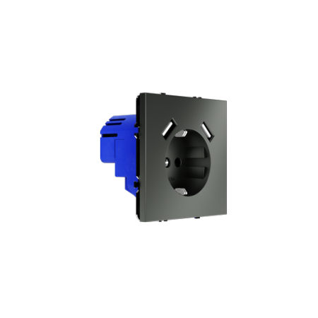 Розетка встраиваемая Voltum S70 с заземлением и защитными шторками, 16А, с USB, A+A, (титан)