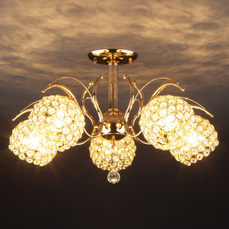Потолочная люстра 5*E27 60Вт золотой IP20 Mirage (7777/5 золото) Eurosvet