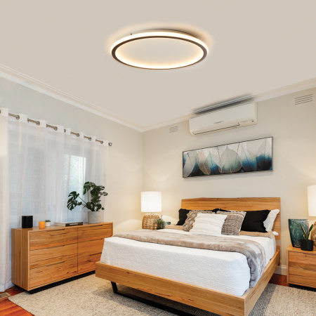 Св/д управляемый светильник накладной Feron AL5800 RING тарелка 80W 3000К-6500K черный