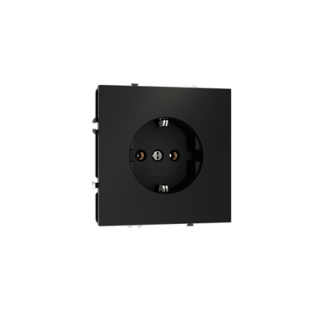 Розетка встраиваемая Voltum S70 с заземлением 16А, (черный матовый)