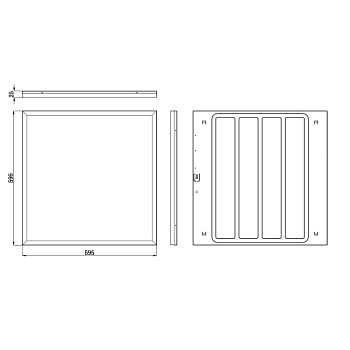Светильник светодиодный ДВО/ДПО SPO-1-40-6K-M с равномерной засветкой 595x595x25 40Вт 4200Лм 6000К мат ЭРА