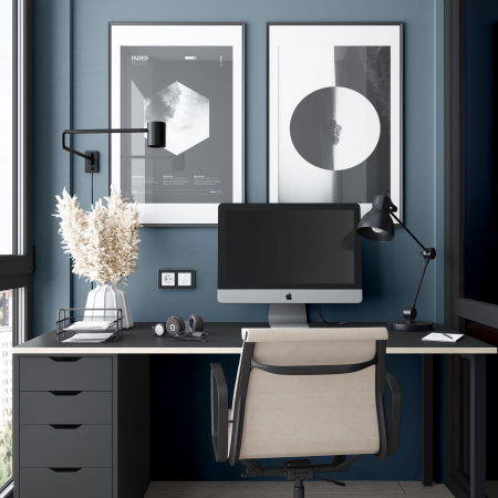 Platinum Рамка на 2 поста черный алюминий Werkel