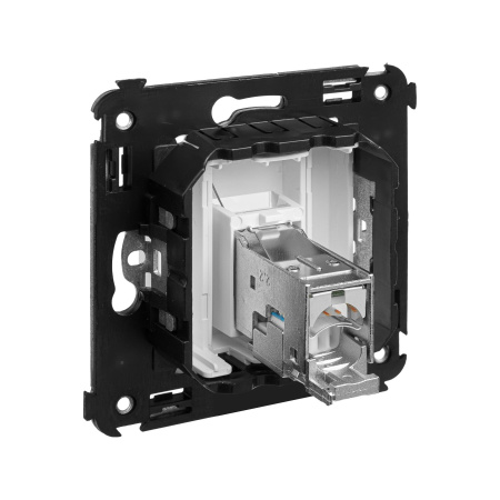 Компьютерная розетка RJ-45 в стену, кат.6 одинарная экранированная, "Avanti", "Белое облако" DKC