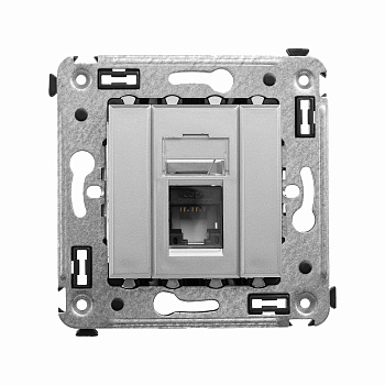 Компьютерная розетка RJ-45 в стену, кат.6 одинарная,"Avanti", "Закаленная сталь" DKC