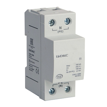 УЗИП, класс I, 1-полюсный, N-PE, 100кА DKC