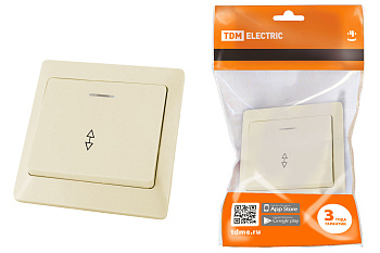Выключатель 1 кл. на 2 направления с подсветкой 10А сл. кость "Ильмень" TDM