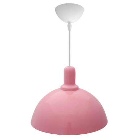 12-104 (2511/1 Розовый)Светильник декоративный, подвесной, металлический, Е27 15Вт, 230В, розовый, шнур белый, 600мм, крепление на крючок, Ø250х110мм,
