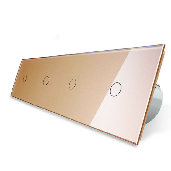 Сенсорный выключатель 4 клавиши (1-1-1-1), 4 поста Золотой Livolo