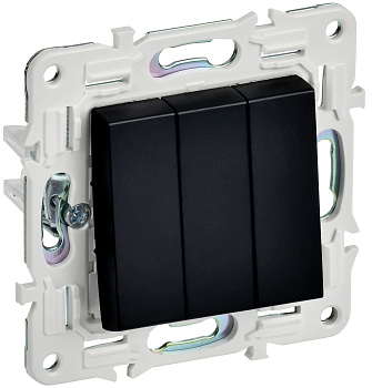 SKANDY Выключатель 3-клавишный 10А SK-V11Bl черный IEK