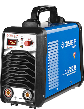 Инвертор свароч, Профессионал ЗАС-Т3-250-Д,250А,MMA,IGBT,Форсаж дуги,Горяч. старт,Антиприлип. эл-да,ПВ-60%,220В (мин 160В),дисплей ЗУБР