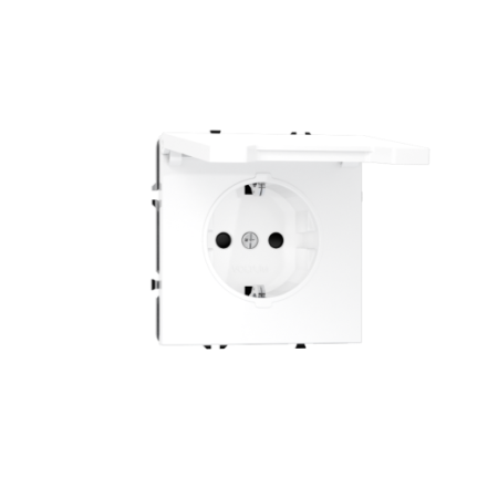 Розетка встраиваемая Voltum S70 с заземлением, защитными шторками и крышкой 16А, (белый глянцевый)