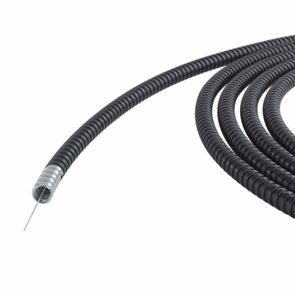 Металлорукав DN 12мм в герметичной ПВХ изоляции, Dвн 12,0 мм, Dнар 16,0, с протяжкой, 100 м, цвет чёрный DKC