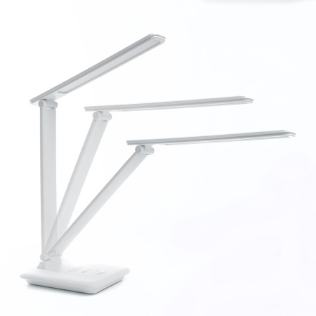 Настольный светодиодный светильник Feron DE1728 10Вт, 3000-6000К, 100-240В, белый, с наличием беспроводной зарядки для телефона