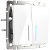Выключатель двухклавишный проходной с подсветкой (белый) СУ IP20 Werkel